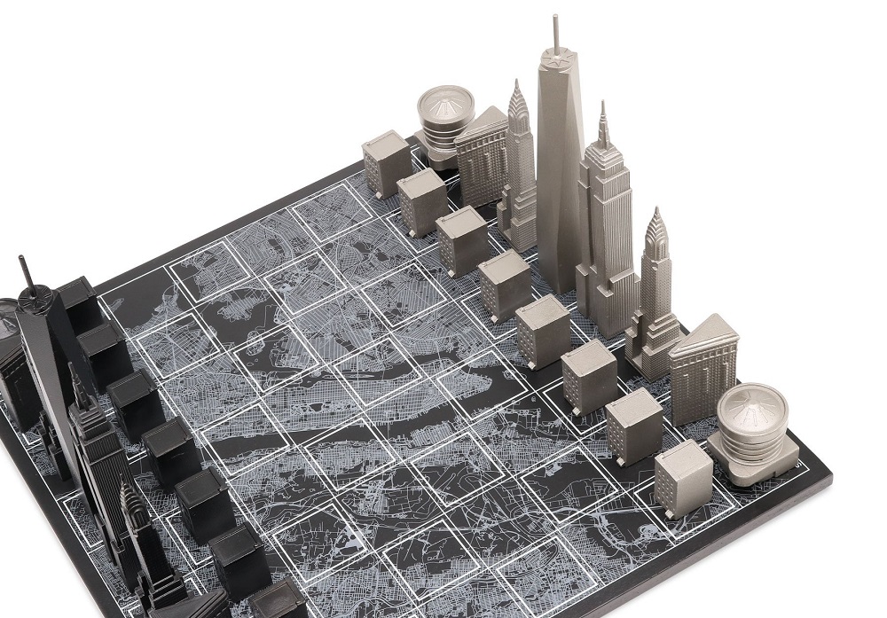 New York City buildings replace traditional chess pieces in a contemporary set created by the Skyline Chess brand. u00e2u20acu201d Picture courtesy of Skyline Chess