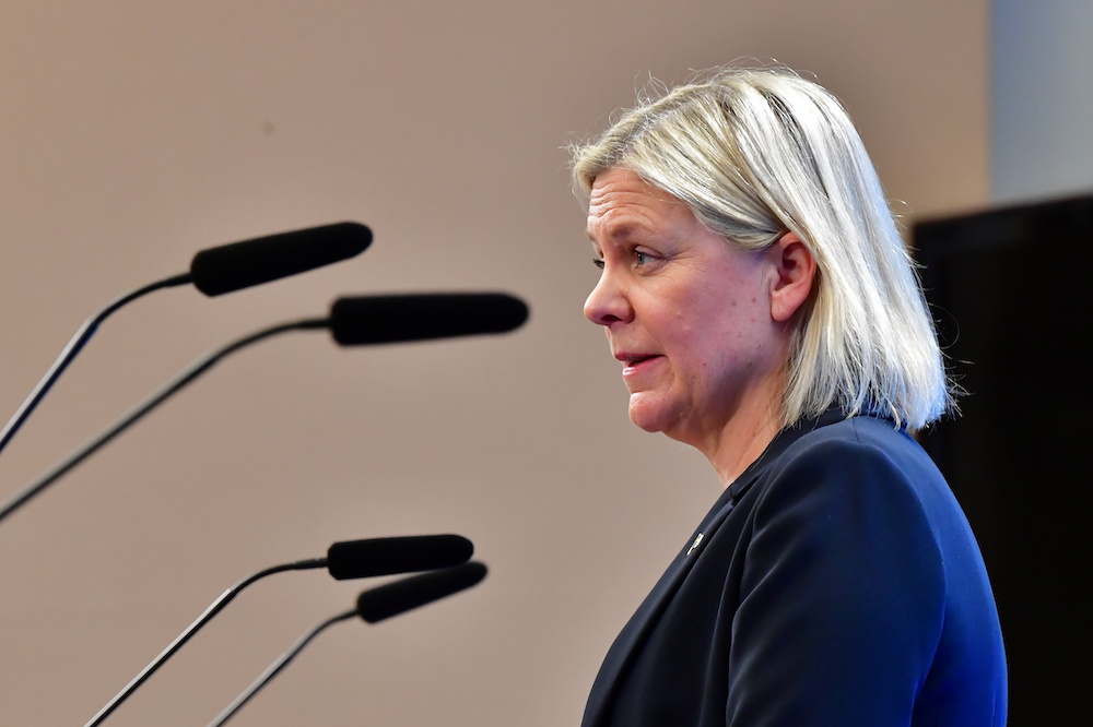 Social Democratic Party leader Magdalena Andersson speaks after being appointed as new prime minister after a voting iin the Swedish parliament Riksdagen, in Stockholm, Sweden November 29, 2021. u00e2u20acu201d TT News Agency via Reuters pic 