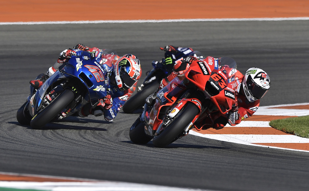 Ducati Lenovo Team's Francesco Bagnaia in action with riders during the Valencia Grand Prix at Circuit Ricardo Tormo, Cheste, Spain November 14, 2021.  u00e2u20acu201d Reuters pic