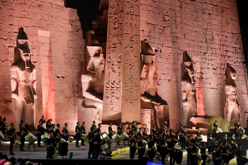 The Union Philharmonic Orchestra of Egypt plays in front of the ancient Egyptian Temple of Luxor during the opening ceremony for the restored Avenue of the Sphinxes or Road of the Rams, in Luxor, Egypt November 25, 2021. u00e2u20acu201d Reuters pic