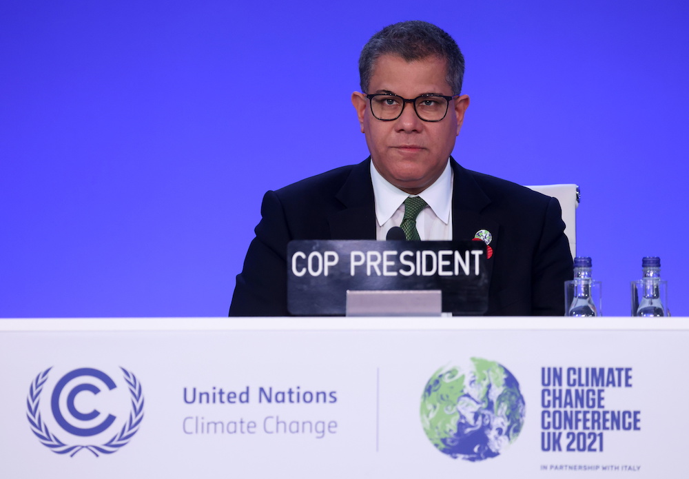 COP26 President Alok Sharma speaks at the UN Climate Change Conference (COP26) in Glasgow, Scotland, Britain, November 11, 2021. u00e2u20acu2022 AFP picnn