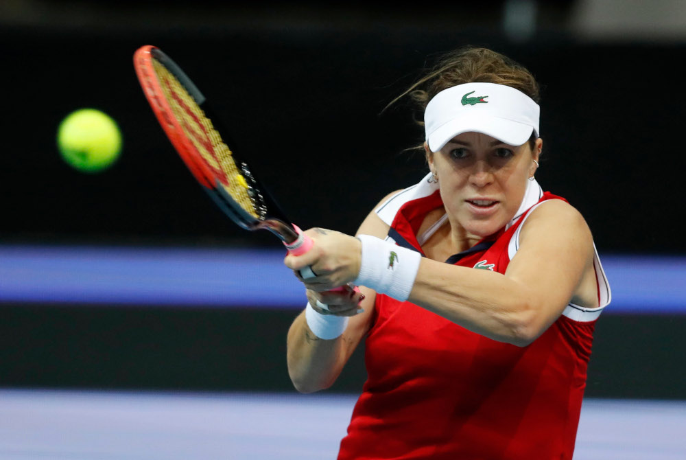 Russian Tennis Federationu00e2u20acu2122s Anastasia Pavlyuchenkova in action during her group stage match against Franceu00e2u20acu2122s Alize Cornet at the Billie Jean King Cup at O2 Arena, Prague, Czech Republic, November 3, 2021. u00e2u20acu201d Reuters pic 