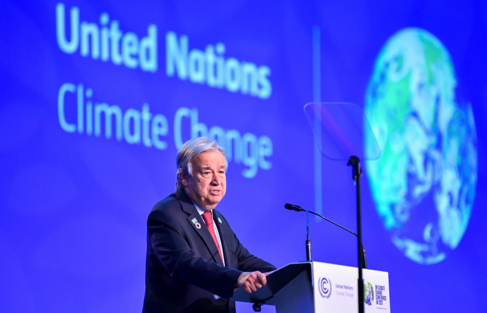 UN Secretary General Antonio Guterres speaks at the UN Climate Change Conference (COP26), in Glasgow November 11, 2021. u00e2u20acu201d Reuters picnn