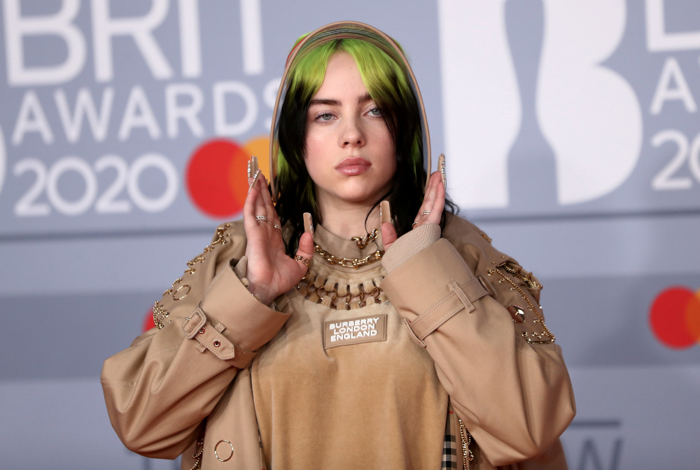 Billie Eilish poses as she arrives for the Brit Awards at the O2 Arena in London, Britain, February 18, 2020. u00e2u20acu201d Reuters pic 