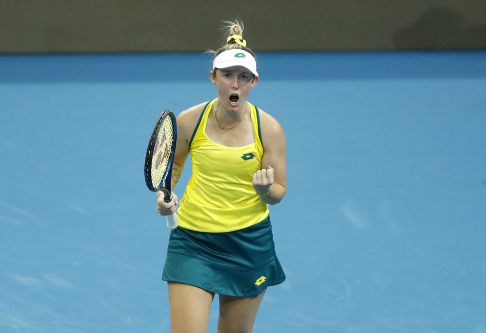 Australia's Storm Sanders reacts during her group stage singles match against Belgium's Elise Mertens at the O2 Arena, Prague November 2, 2021. u00e2u20acu201d Reuters pic