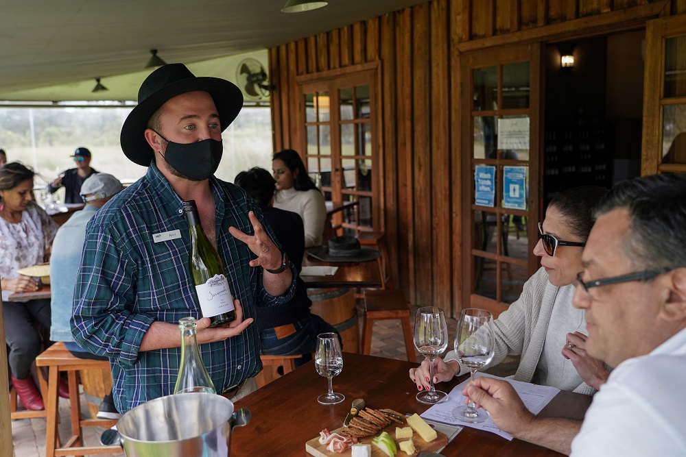 Savannah Estate cellar door manager Kurt Nilon conducts a wine tasting for patrons at a winery in the Hunter Valley region, in Mount View, Australia November 14, 2021. u00e2u20acu2022 Reuters pic