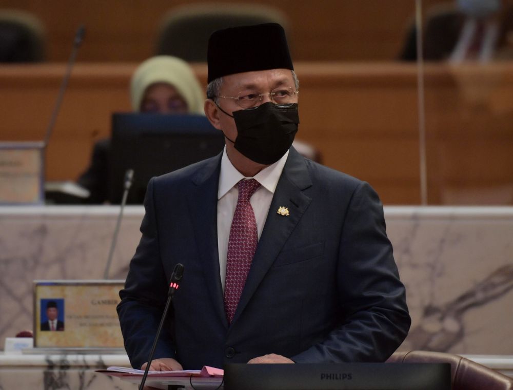 Johor Menteri Besar Datuk Ir Hasni Mohammad tables Johor Budget 2022 during the state assembly in Kota Iskandar November 18, 2021. u00e2u20acu201d Bernama pic