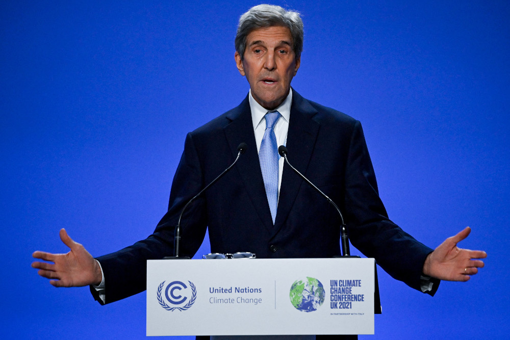 US special climate envoy, John Kerry speaks during a joint China and US statement on a declaration enhancing climate action in the 2020u00e2u20acu2122s during the COP26 climate change conference in Glasgow, November 10, 2021. u00e2u20acu201d AFP pic 