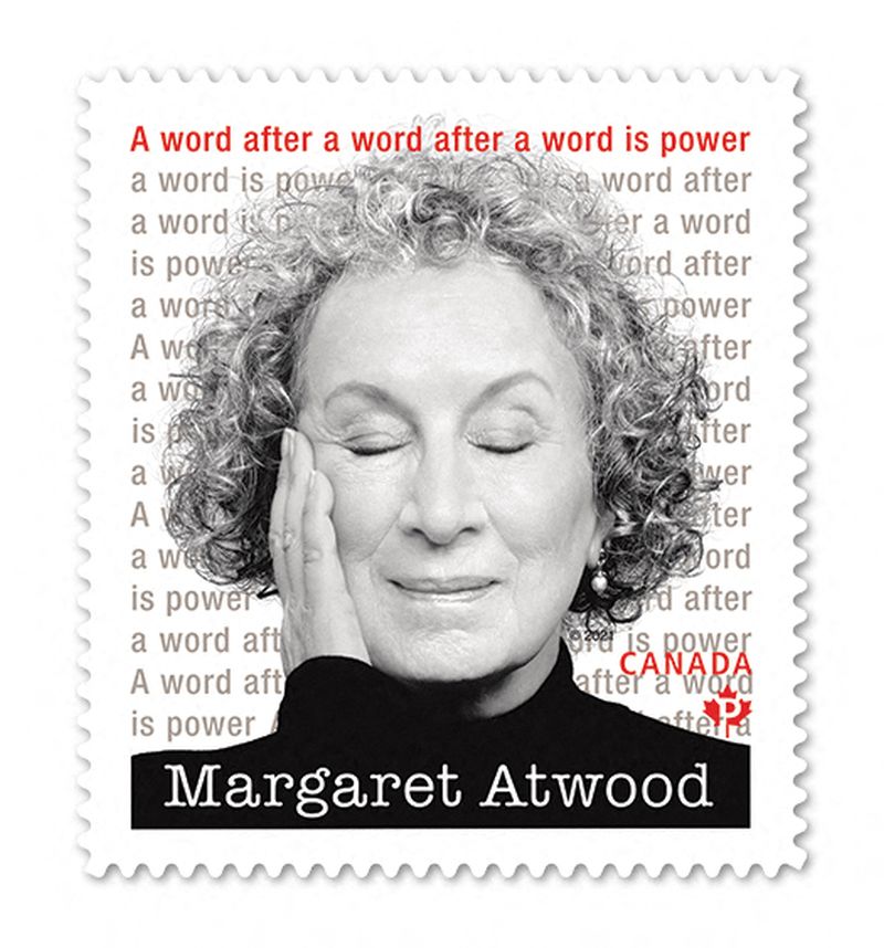 Canada's postal service celebrated the 60-year writing career of u00e2u20acu02dcThe Handmaid's Taleu00e2u20acu2122 author Margaret Atwood by featuring her image u00e2u20acu201d eyes closed and one hand on her cheek u00e2u20acu201d on a stamp. u00e2u20acu201d AFP pic