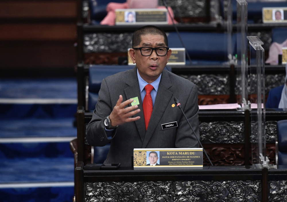 Minister in the Prime Ministeru00e2u20acu2122s Department (Sabah and Sarawak Affairs) Datuk Seri Maximus Ongkili  in Parliament, November 22, 2021. u00e2u20acu201d Bernama picnn