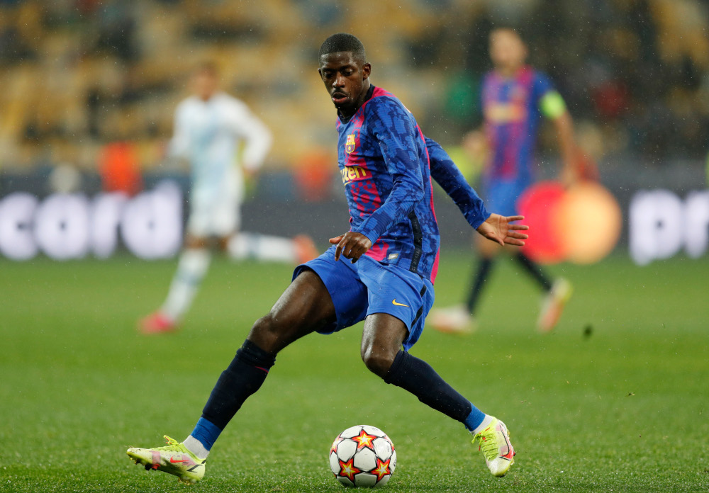 FC Barcelonau00e2u20acu2122s Ousmane Dembele during the Champions League Group E match against Dynamo Kiev at NSC Olympiyskiy, Kiev, Ukraine, November 2, 2021. u00e2u20acu201d Reuters pic 