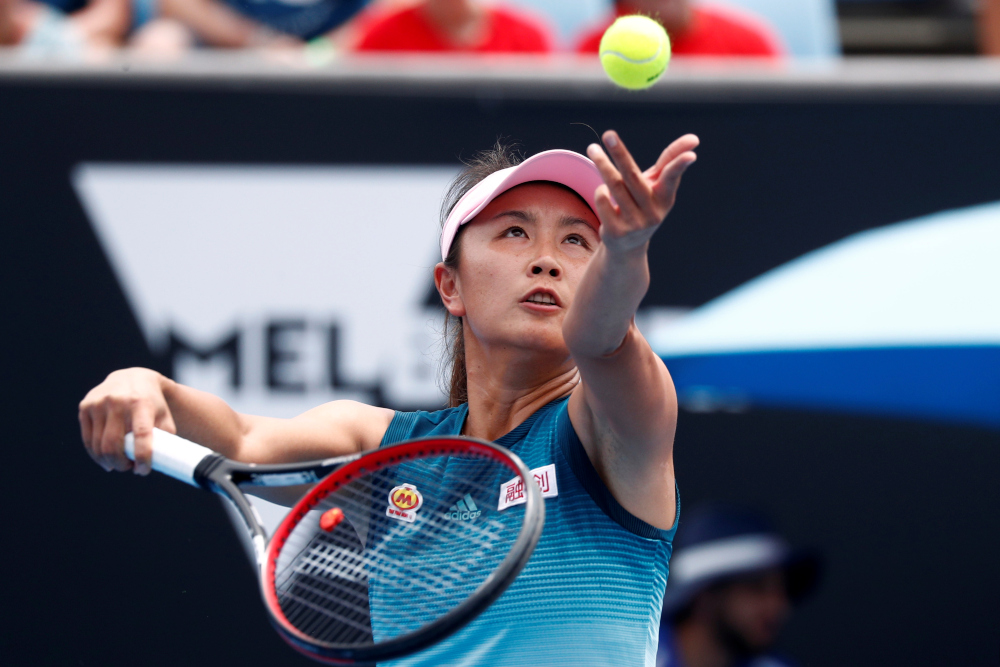 A file photo of Chinau00e2u20acu2122s Peng Shuai serving during a match at the Australian Open, January 15, 2019. u00e2u20acu201d Reuters picn