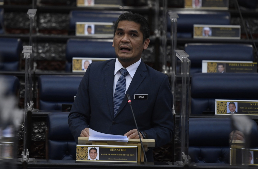 Senior Education Minister Datuk Mohd Radzi Md Jidin at the Dewan Rakyat, November 15, 2021. u00e2u20acu201d Bernama pic 