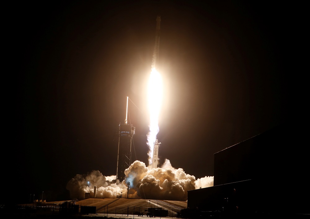 A SpaceX Falcon 9 rocket, with the Crew Dragon capsule, is launched carrying three Nasa and one ESA astronauts on a mission to the International Space Station at the Kennedy Space Center in Cape Canaveral, Florida November 10, 2021. u00e2u20acu2022 Reuters pic
