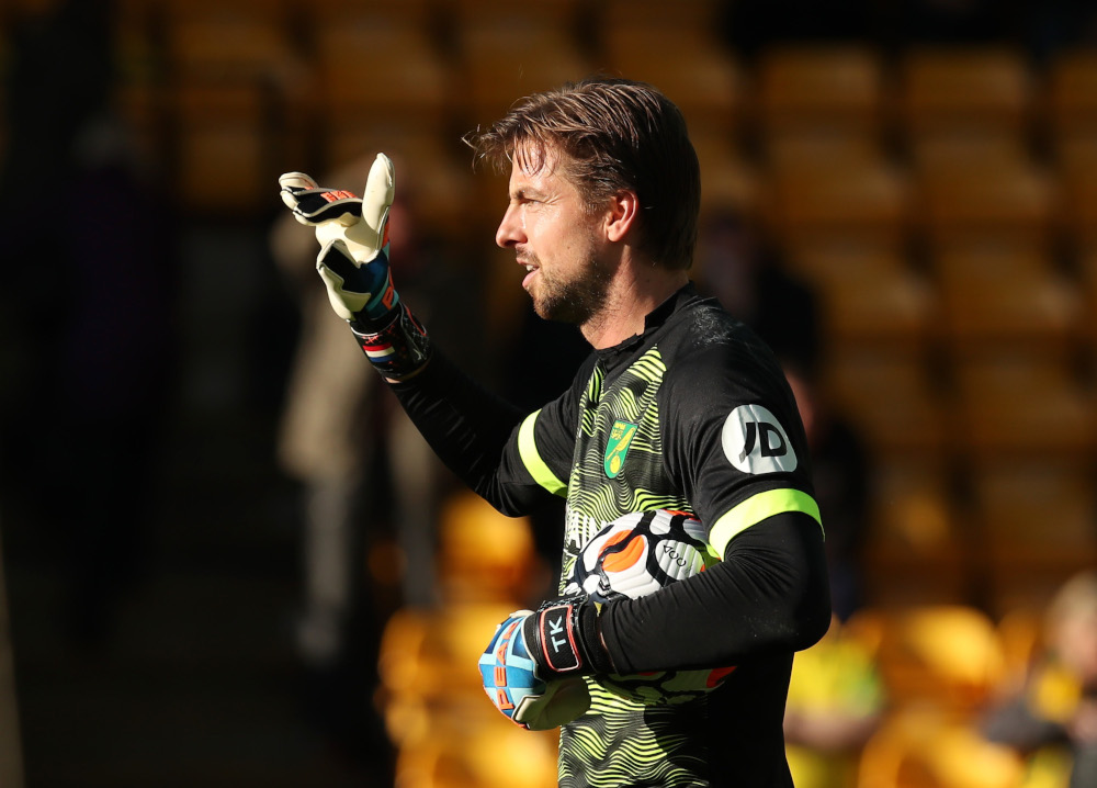 Norwich Cityu00e2u20acu2122s Tim Krul reacts during the Premier League match against Leeds United at Carrow Road, Norwich, Britain, October 31, 2021. u00e2u20acu201d Reuters pic 
