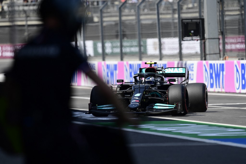 Mercedesu00e2u20acu2122 Finnish driver Valtteri Bottas enters to pits during the qualifying session at Hermanos Rodriguez racetrack in Mexico City, on November 6, 2021, ahead of the Formula One Mexico Grand Prix. u00e2u20acu201d AFP pic