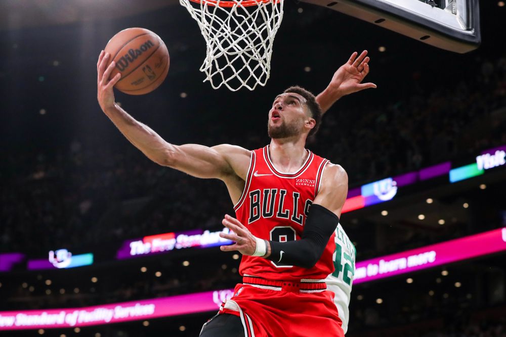 Chicago Bulls guard Zach LaVine (8) shoots during the second half against the Boston Celtics at the TD Garden in Boston November 1, 2021. u00e2u20acu201d Reuters picnn