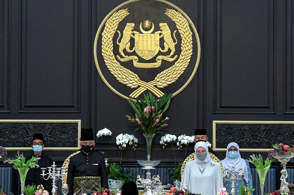The King and Queen at the banquet in conjunction with the 257th Meeting of the Conference of Rulers Meeting at Istana Negara, November 24, 2021. u00e2u20acu201d Bernama pic 