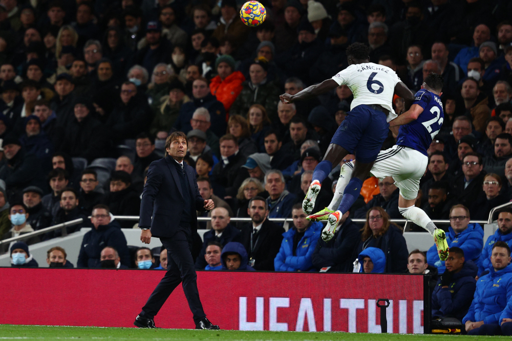 Tottenham Hotspur head coach Antonio Conte watches from the touchline during the English Premier League football match against Leeds United at Tottenham Hotspur Stadium in London, November 21, 2021. u00e2u20acu201d AFP pic 