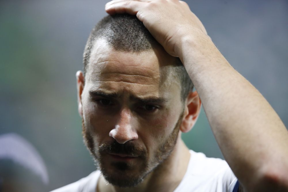 Italy's Leonardo Bonucci reacts after the match against Northern Ireland at Windsor Park, Belfast November 15, 2021. u00e2u20acu201d  Reuters pic