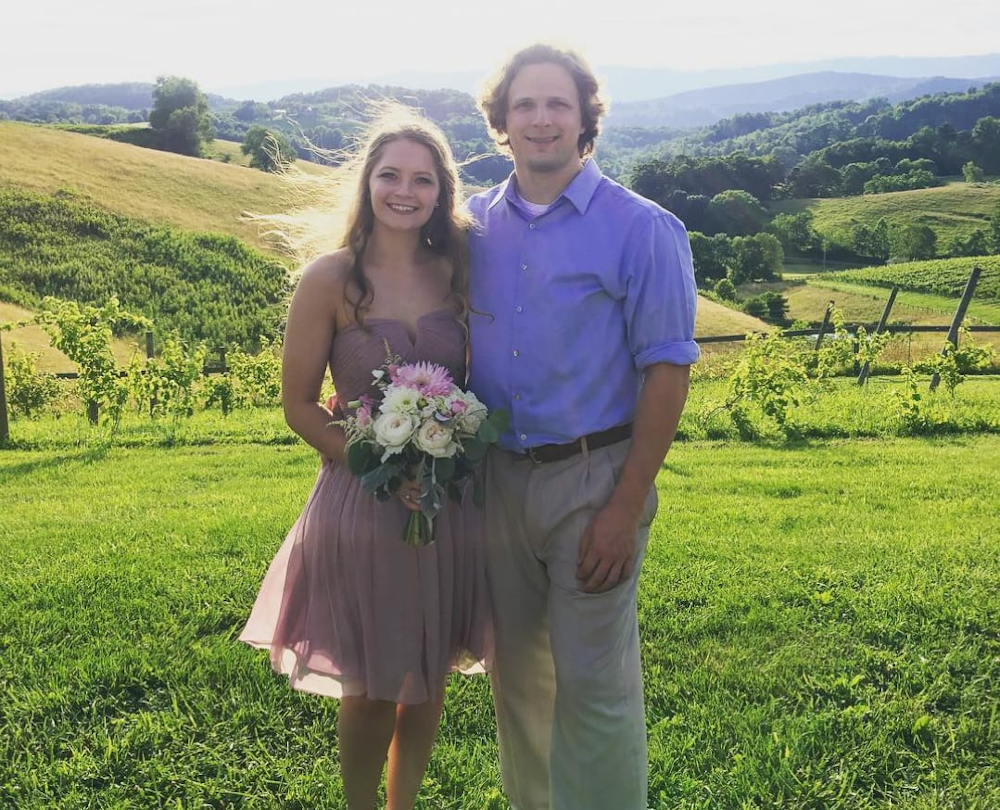 Christine Karmire (left) used a mannequin to replace her husband Gannon (right) during their wedding reception as the groom was down with severe food poisoning. u00e2u20acu201d Picture from Instagram/z06karmire
