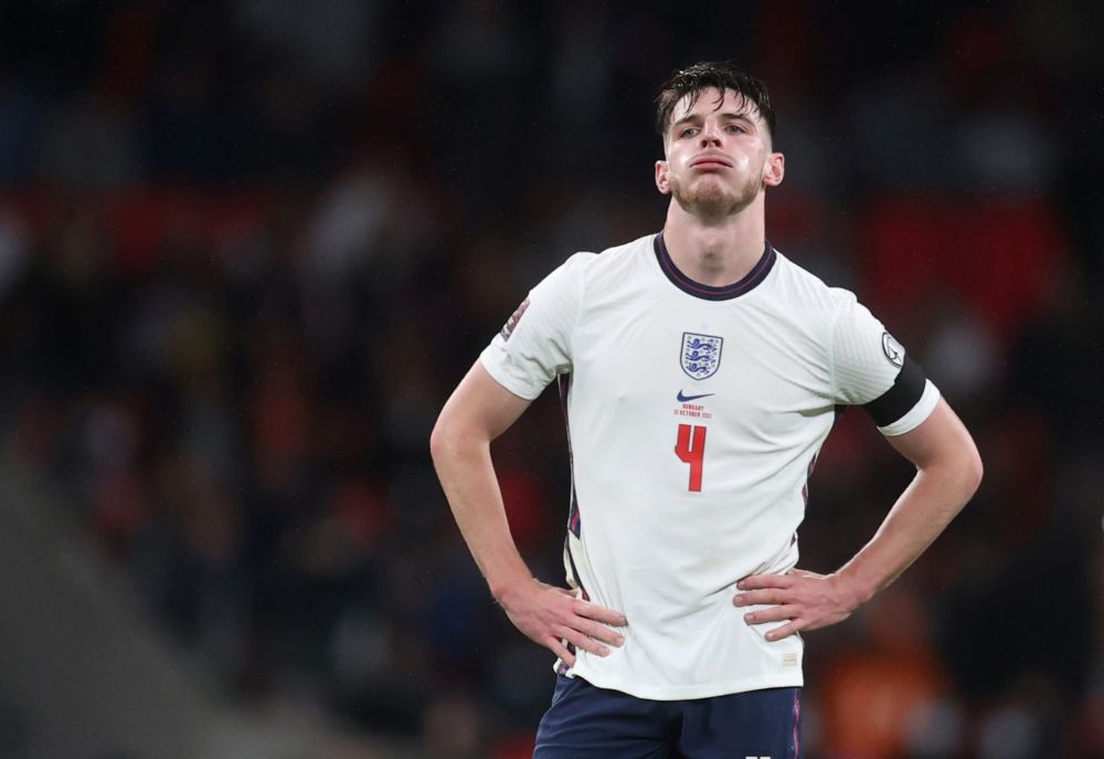 England's Declan Rice reacts during the game against Hungary at Wembley, London October 12, 2021.u00e2u20acu201d Reuters pic