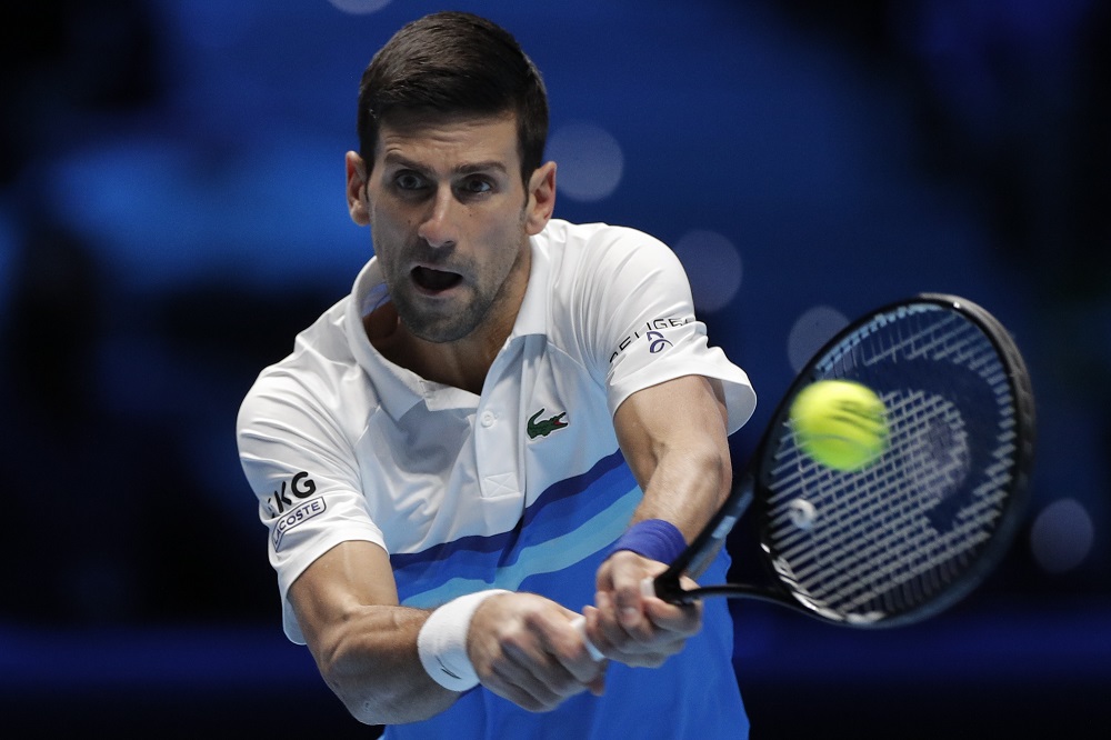 Serbia's Novak Djokovic in action during his group stage match against Britain's Cameron Norrie in Turin November 19, 2021. u00e2u20acu2022 Reuters pic
