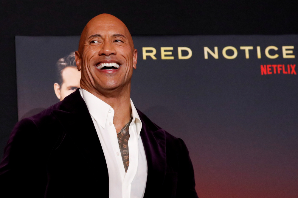 Cast member and producer Dwayne Johnson attends the premiere for the film u00e2u20acu02dcRed Noticeu00e2u20acu2122 in Los Angeles, California, US, November 3, 2021. u00e2u20acu201d Reuters pic