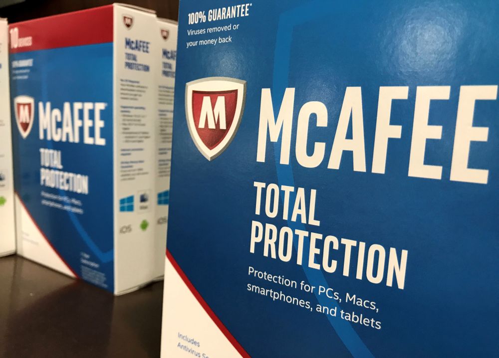 McAfee computer security software is shown for sale at a computer store in San Marcos, California May 15, 2017. u00e2u20acu201d Reuters pic