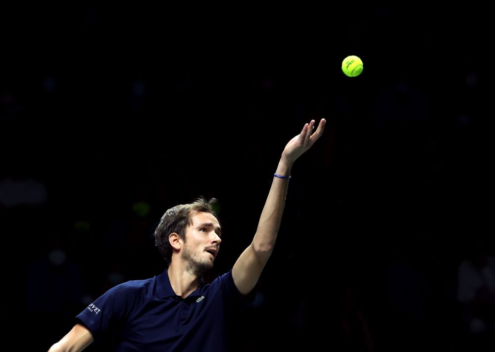 Russian Tennis Federation's Daniil Medvedev in action during his match against Spain's Pablo Carreno Busta at the Madrid Arena, Madrid November 28, 2021. u00e2u20acu201d Reuters pic