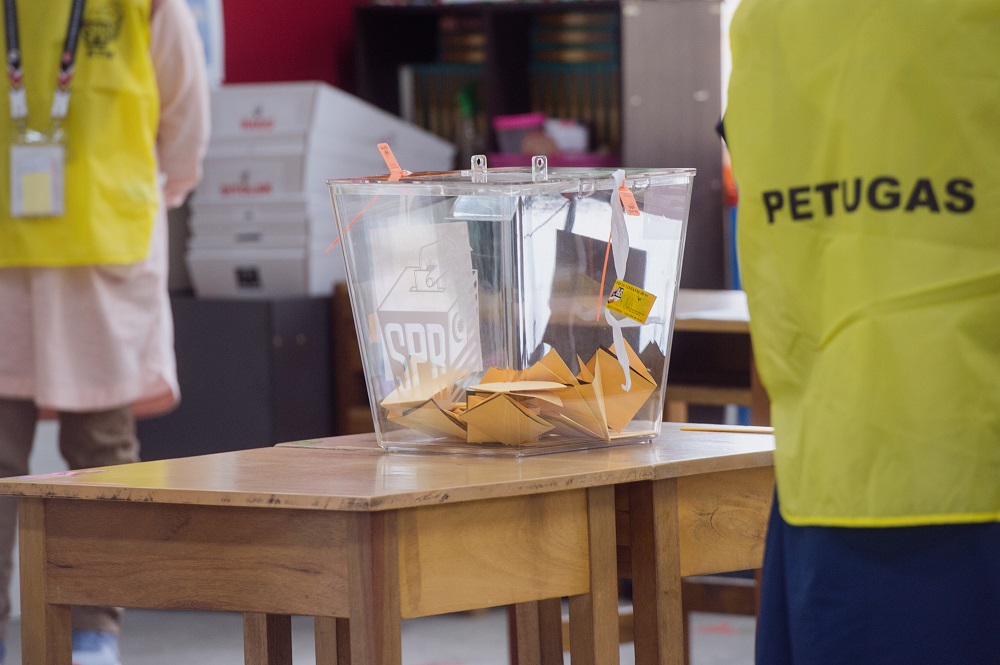 A ballot box at the SK Durian Tunggal polling station during the Melaka state election on November 20, 2021. u00e2u20acu2022 Picture by Shafwan Zaidon