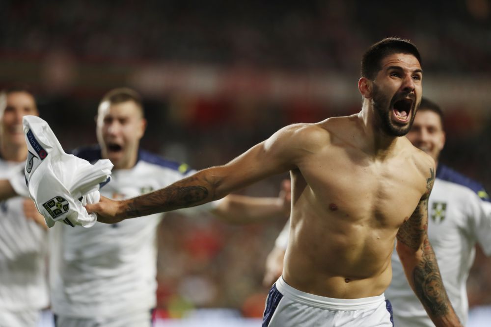 Serbia's Aleksandar Mitrovic celebrates scoring their second goal against Portugal at Estadio da Luz, Lisbon November 14, 2021. u00e2u20acu201d Reuters pic