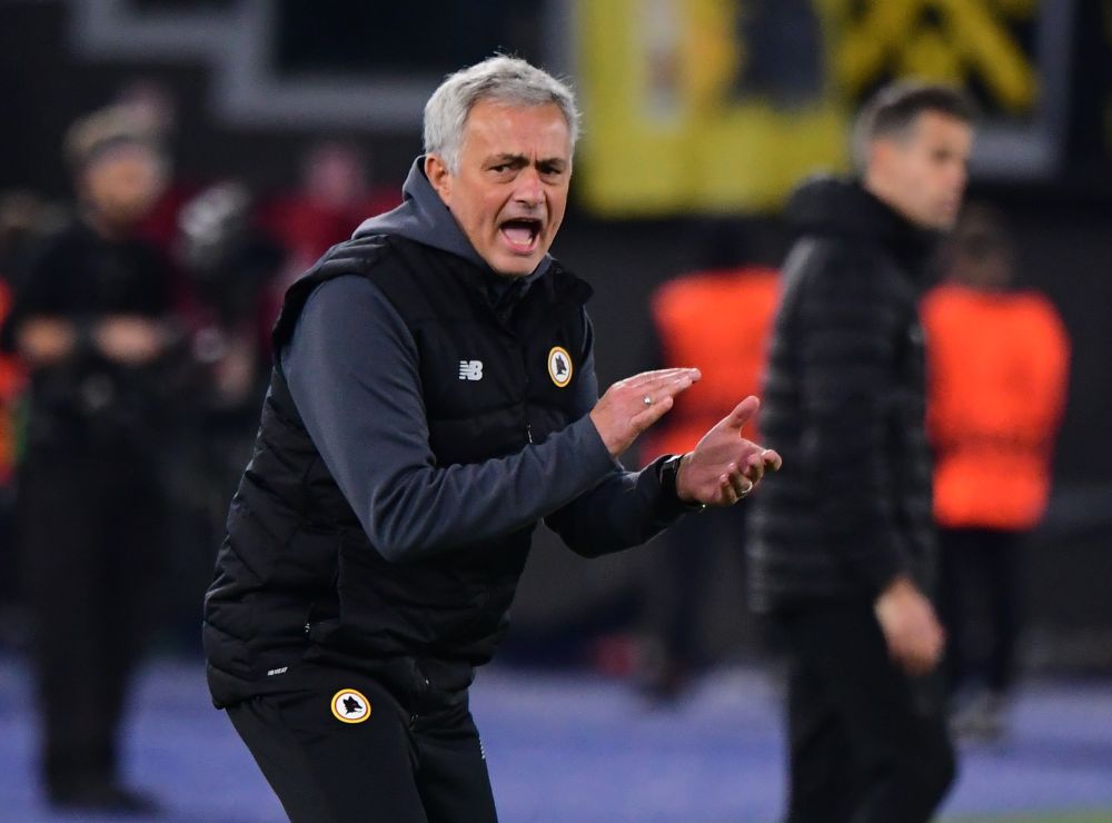 AS Roma coach Jose Mourinho reacts during the European League match against Bodo/Glimt at Stadio Olimpico, Rome November 4, 2021u00e2u20acu201d Reuters pic