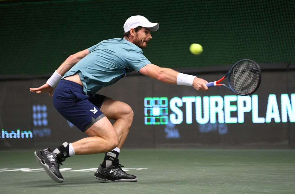 Britain's Andy Murray in action during his quarter final match against Tommy Paul of the US at the Royal Tennis Hall, Stockholm November 11, 2021. u00e2u20acu201d Reuters picnn