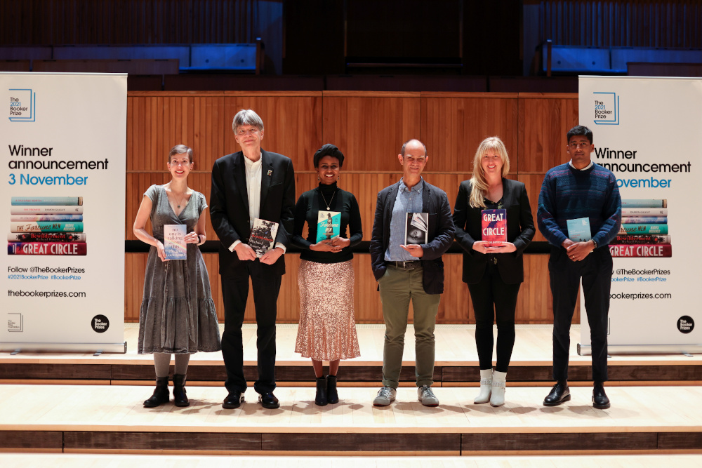 Booker Prize shortlisted fiction authors Patricia Lockwood, Richard Powers, Nadifa Mohamed, Damon Galgut, Maggie Shipstead, and Anuk Arudpragasam pose with their books, during a photo-call in London October 31, 2021. u00e2u20acu201d Reuters pic