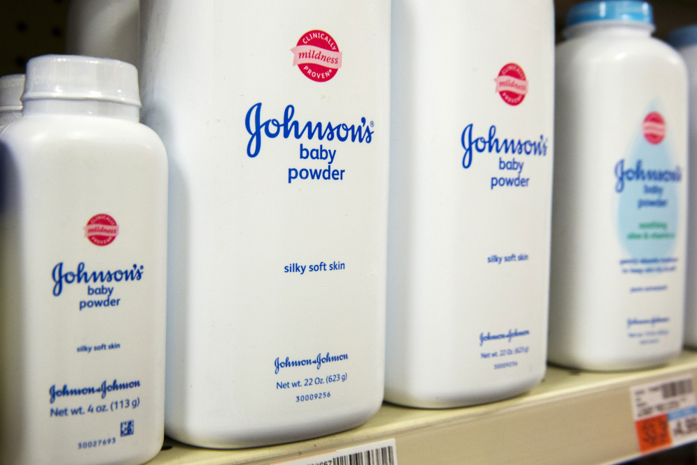 Bottles of Johnson & Johnson baby powder line a drugstore shelf in New York October 15, 2015. u00e2u20acu201d Reuters pic