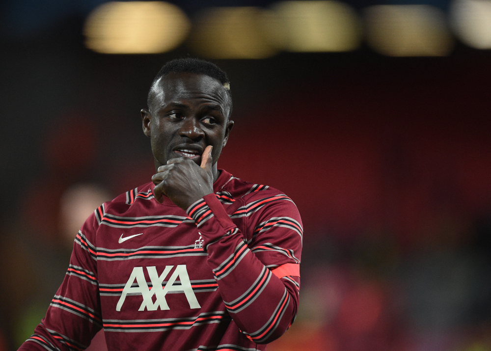 Liverpoolu00e2u20acu2122s Senegalese striker Sadio Mane warms up ahead of the Uefa Champions League group B football match between Liverpool and Atletico Madrid at Anfield in Liverpool, north west England, November 3, 2021. u00e2u20acu201d AFP picnn