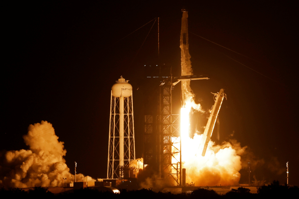 A SpaceX Falcon 9 rocket, with the Crew Dragon capsule, is launched carrying three Nasa and one ESA astronauts at the Kennedy Space Center in Cape Canaveral, Florida, US, November 10, 2021. u00e2u20acu201d Reuters pic 
