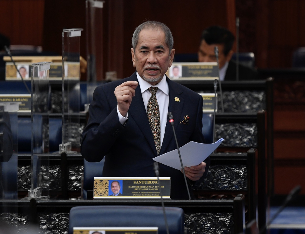 Minister in the Prime Ministeru00e2u20acu2122s Department (Parliament and Law) Datuk Seri Wan Junaidi Tuanku Jaafar in Parliament, November 16, 2021. u00e2u20acu201d Bernama pic 