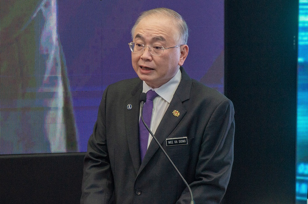Transport Minister Datuk Seri Wee Ka Siong speaks during the launch of the Kuala Lumpur Air Traffic Control Centre Complex in Sepang December 1, 2021. u00e2u20acu2022 Picture by Shafwan Zaidon