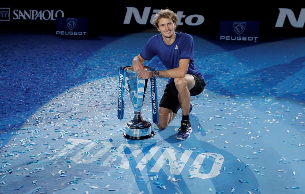 Germany's Alexander Zverev celebrates with trophy after winning his final match against Russia's Daniil Medvedev at Pala Alpitour, Turin November 21, 2021. u00e2u20acu201d Reuters pic