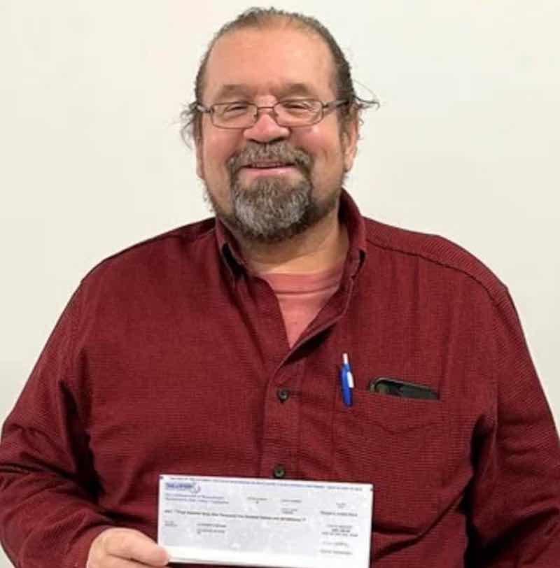 It was a double celebration for Boston man Alex McLeish, who won the US$1 million lottery after surviving a double bypass heart surgery. u00e2u20acu201d Picture from Facebook/ Nick Beres NC5