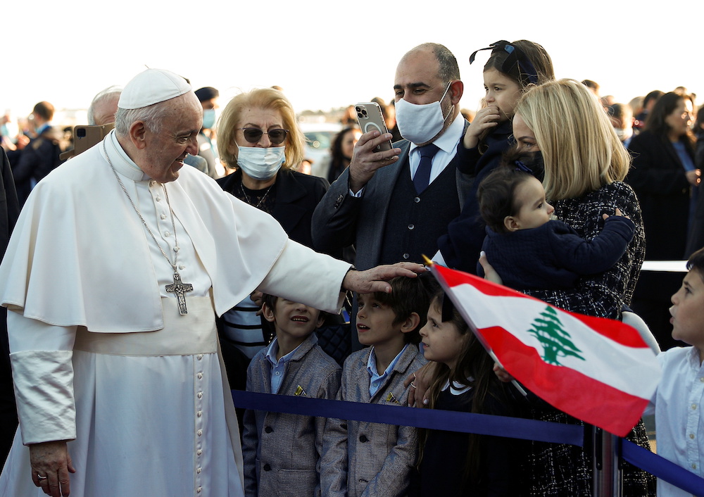 Pope Francis is greeted at the Larnaca International Airport as he arrives for his visit to Cyprus and Greece, in Larnaca, Cyprus December 2, 2021. u00e2u20acu201d Reuters pic