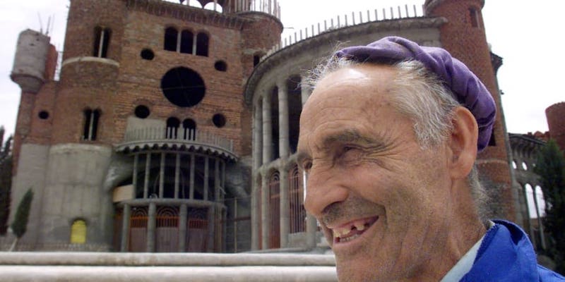 Justo Gallego Martinez, 73, poses in front of the cathedral he started to build on his own some 40 years ago in Mejorada del Campo near Madrid. u00e2u20acu201d AFP pic