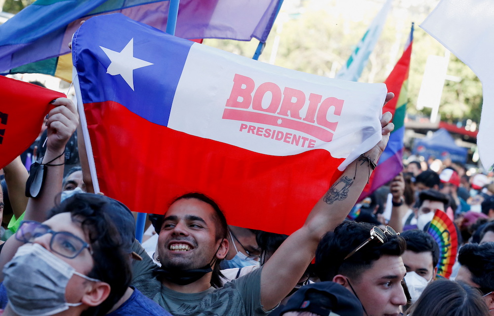 Supporters of Chilean presidential candidate Gabriel Boric celebrate after presidential election, in Santiago, Chile December 19, 2021. u00e2u20acu201d Reuters pic