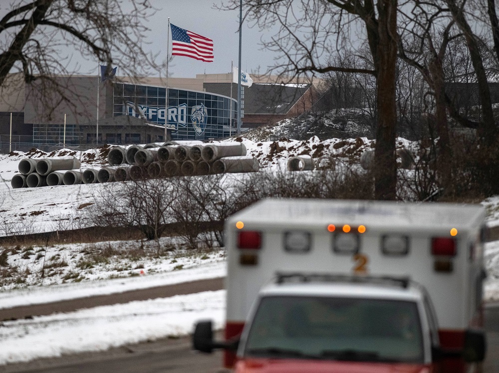 Emergency personnel respond to the scene of a deadly shooting where at least three were killed and six were wounded at a high school in Oxford, Michigan November 30, 2021. u00e2u20acu201d Reuters pic