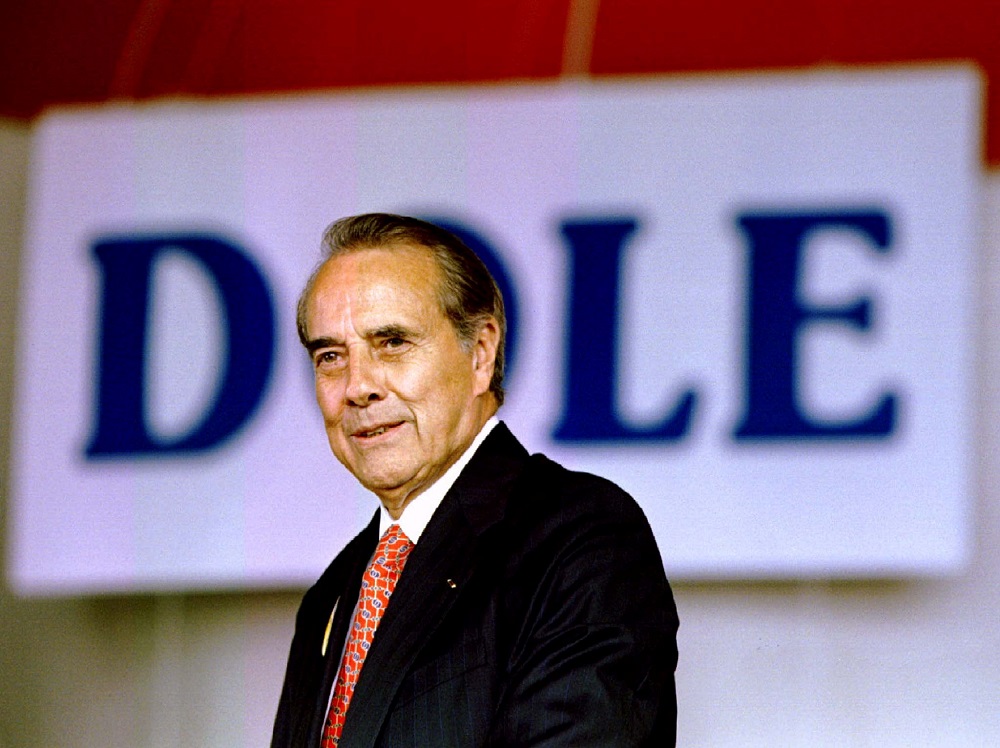 Republican presidential nominee Bob Dole addresses Republican faithful during a rally in a hanger of the MBS International Airport in Freeland, Michigan September 13, 1996. u00e2u20acu201d Reuters pic