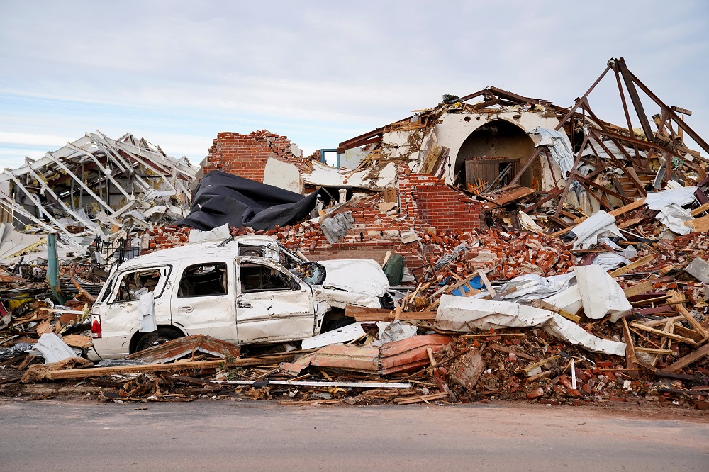 A general view of damage and debris after a devastating outbreak of tornadoes ripped through several US states, in Mayfield, Kentucky December 11, 2021. u00e2u20acu201d Reuters pic