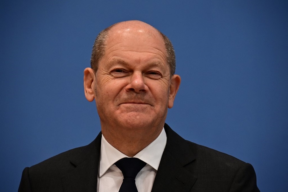 Germanyu00e2u20acu2122s Social Democrats (SPD) candidate for Chancellor and current Finance Minster Olaf Scholz addresses a news conference in Berlin November 11, 2021. u00e2u20acu201d AFP pic