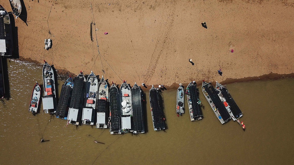An aerial view of fishing boats docked near the Whispering Market in Penaga December 7, 2021. u00e2u20acu201dPicture by Sayuti Zainudin